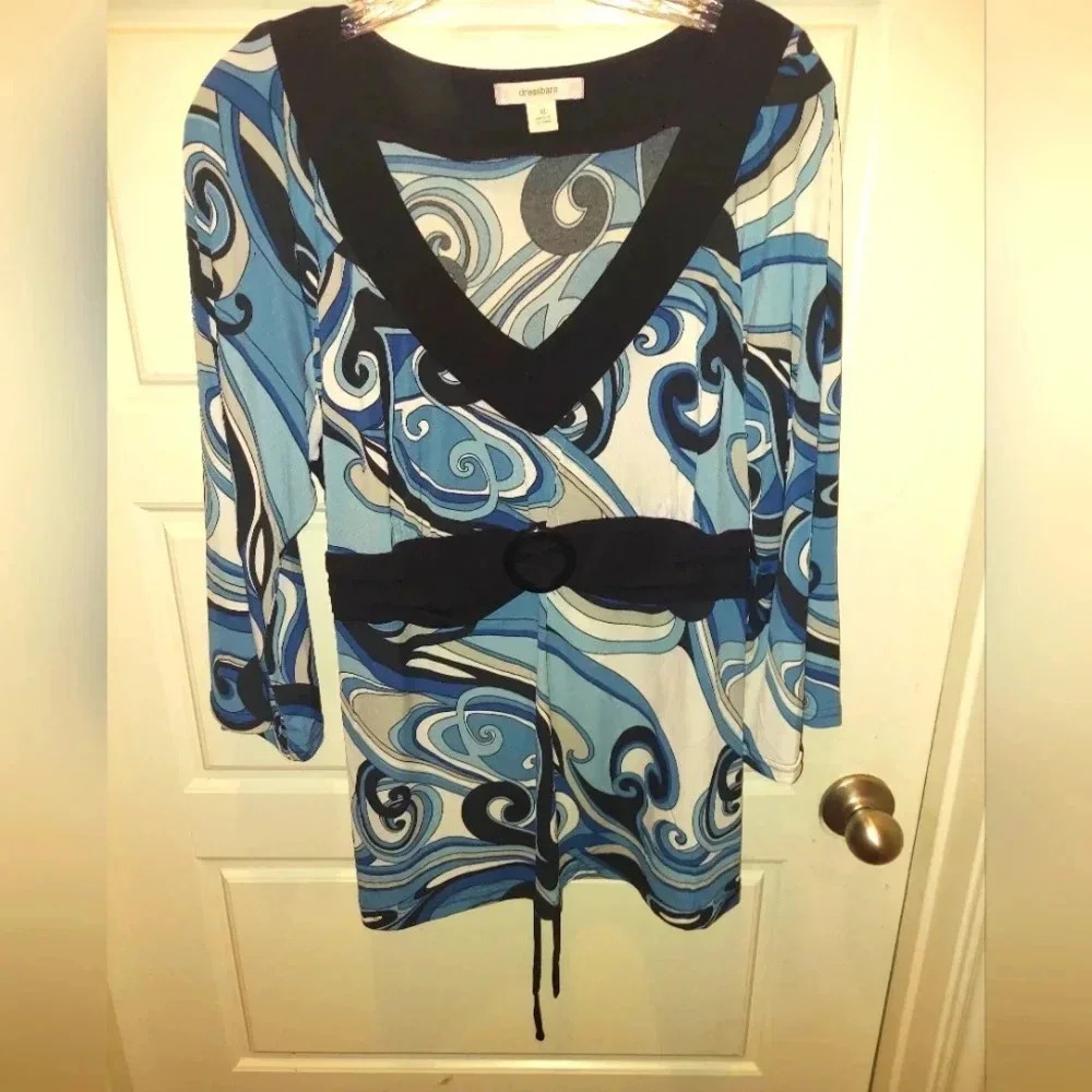 Vintage Dress Barn 3/4 Printed Belted Tunic